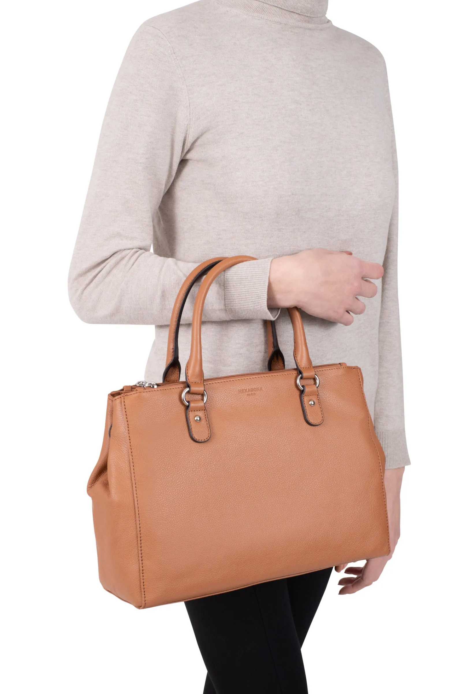 Women Hexagona Handbag<Handbag with 2 handles - A4 - Leather