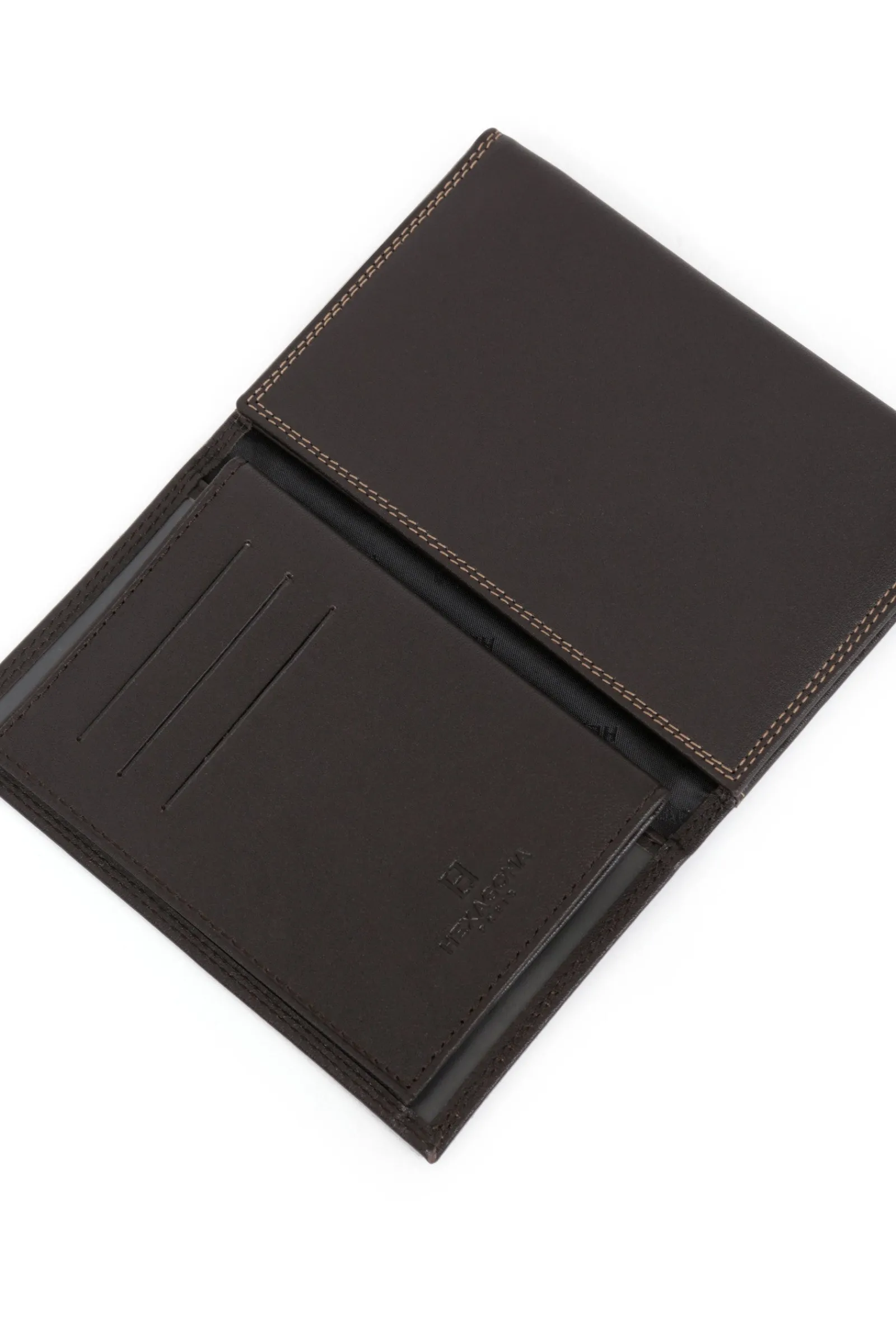 Hexagona Paper Holder & Money Clip<Paper holder - 3 flaps - RFID stop - Leather