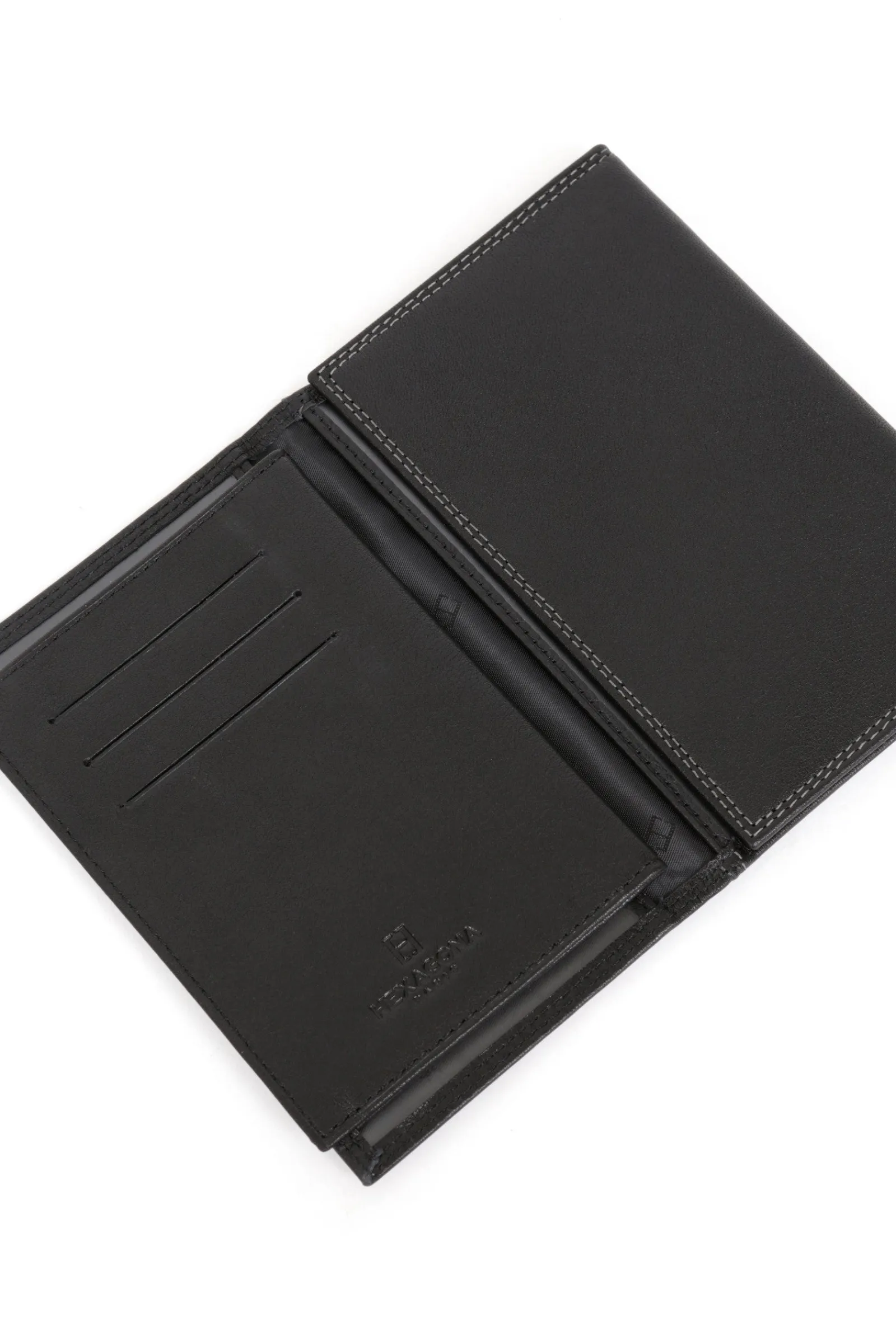 Hexagona Paper Holder & Money Clip<Paper holder - 3 flaps - RFID stop - Leather