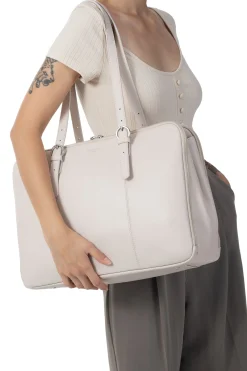 Women Hexagona Shoulder Bag<Shoulder bag with 2 handles - 15" & A4 - Leather